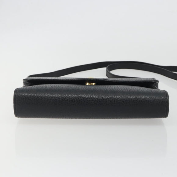 Christian Dior Shoulder Bag Leather Black Gold Auth ep15545A