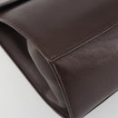 CELINE Hand Bag Leather Brown Gold Auth ep15547-14
