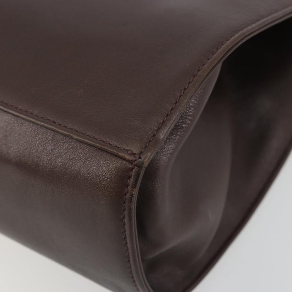 CELINE Hand Bag Leather Brown Gold Auth ep15547