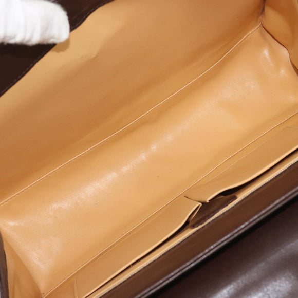 CELINE Hand Bag Leather Brown Gold Auth ep15547