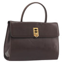 CELINE Hand Bag Leather Brown Gold Auth ep15547-1