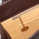 CELINE Hand Bag Leather Brown Gold Auth ep15547-21