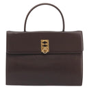 CELINE Hand Bag Leather Brown Gold Auth ep15547-13