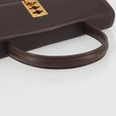 CELINE Hand Bag Leather Brown Gold Auth ep15547-7