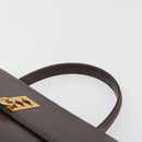 CELINE Hand Bag Leather Brown Gold Auth ep15547-8