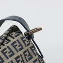FENDI Zucchino Canvas Mamma Baguette Shoulder Bag Navy Silver Auth ep15548A-17