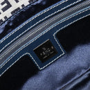 FENDI Zucchino Canvas Mamma Baguette Shoulder Bag Navy Silver Auth ep15548A-20