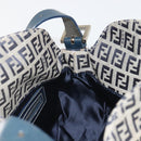 FENDI Zucchino Canvas Mamma Baguette Shoulder Bag Navy Silver Auth ep15548A-21