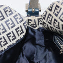 FENDI Zucchino Canvas Mamma Baguette Shoulder Bag Navy Silver Auth ep15548A-22