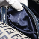 FENDI Zucchino Canvas Mamma Baguette Shoulder Bag Navy Silver Auth ep15548A-12