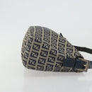 FENDI Zucchino Canvas Mamma Baguette Shoulder Bag Navy Silver Auth ep15548A-3