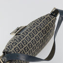 FENDI Zucchino Canvas Mamma Baguette Shoulder Bag Navy Silver Auth ep15548A-6