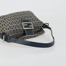 FENDI Zucchino Canvas Mamma Baguette Shoulder Bag Navy Silver Auth ep15548A-7