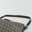 FENDI Zucchino Canvas Mamma Baguette Shoulder Bag Navy Silver Auth ep15548A-8