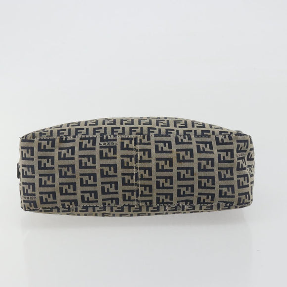 FENDI Zucchino Canvas Mamma Baguette Shoulder Bag Navy Silver Auth ep15548A