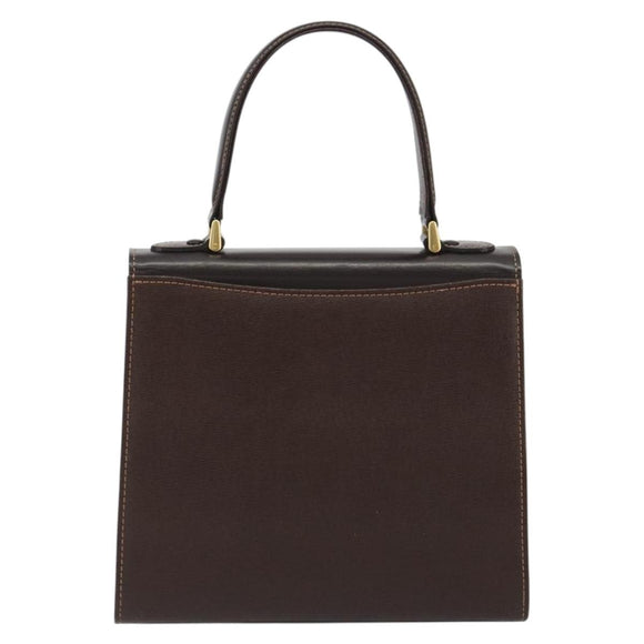 Burberrys Hand Bag Leather Brown Gold Auth ep15549A