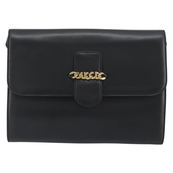 GUCCI Shoulder Bag Leather Black Gold 004 109 0253 Auth ep15553