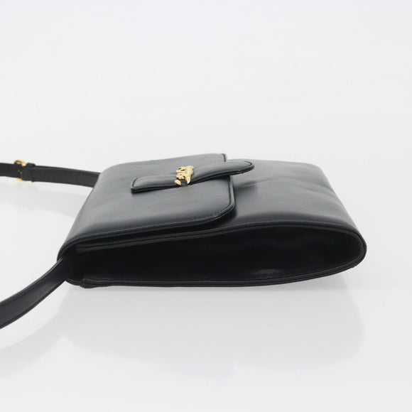 GUCCI Shoulder Bag Leather Black Gold 004 109 0253 Auth ep15553