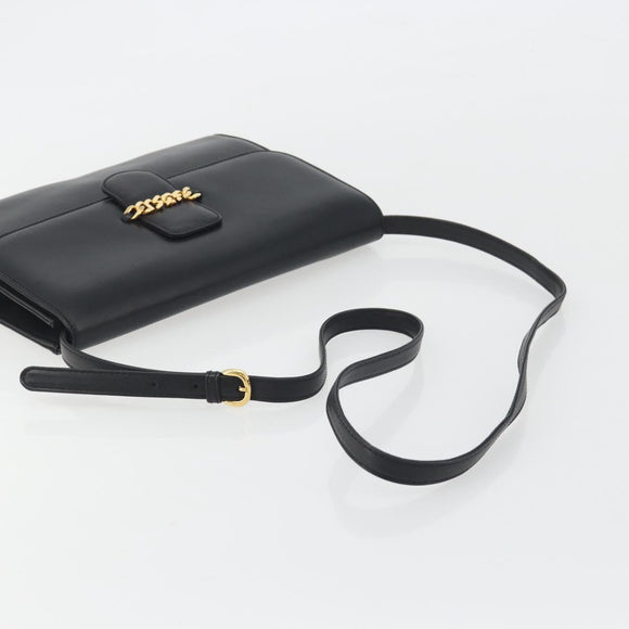 GUCCI Shoulder Bag Leather Black Gold 004 109 0253 Auth ep15553