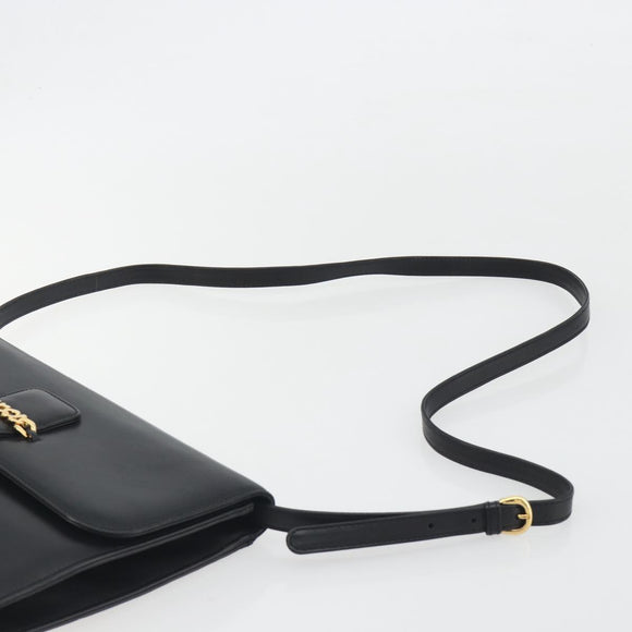 GUCCI Shoulder Bag Leather Black Gold 004 109 0253 Auth ep15553
