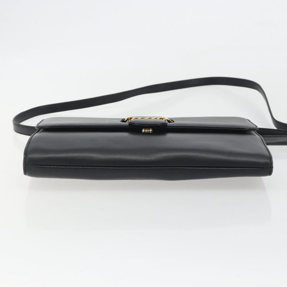 GUCCI Shoulder Bag Leather Black Gold 004 109 0253 Auth ep15553