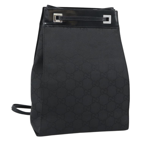 GUCCI GG Canvas Shoulder Bag Nylon Black Silver Auth ep15554