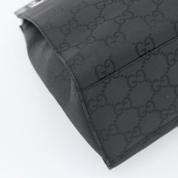 GUCCI GG Canvas Shoulder Bag Nylon Black Silver Auth ep15554