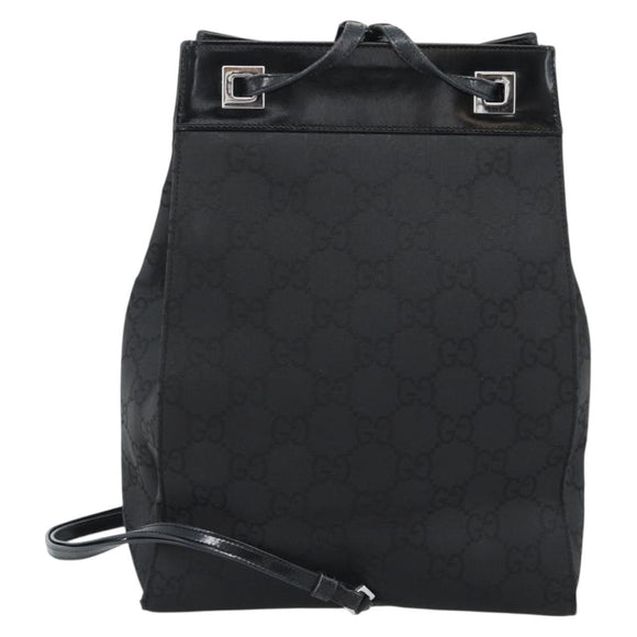 GUCCI GG Canvas Shoulder Bag Nylon Black Silver Auth ep15554