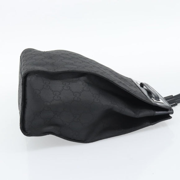 GUCCI GG Canvas Shoulder Bag Nylon Black Silver Auth ep15554