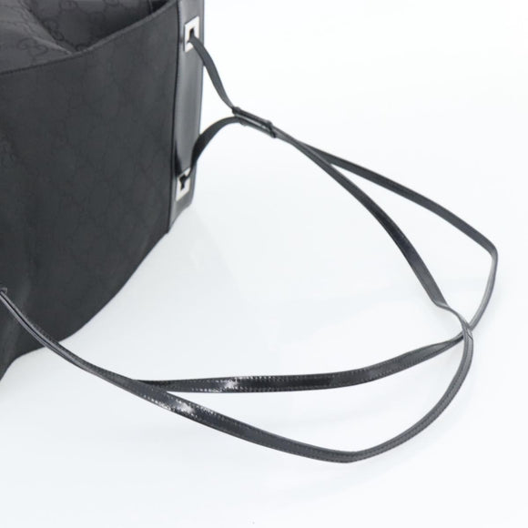 GUCCI GG Canvas Shoulder Bag Nylon Black Silver Auth ep15554