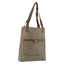 GUCCI GG Supreme Web Sherry Line Tote Bag PVC Beige 89 02 003 Auth ep15556-1