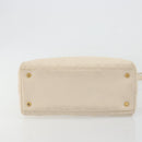 Christian Dior Lady Dior Canage Hand Bag Lamb Skin 2way White Gold Auth ep15557A-5