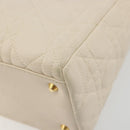 Christian Dior Lady Dior Canage Hand Bag Lamb Skin 2way White Gold Auth ep15557A-9