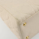 Christian Dior Lady Dior Canage Hand Bag Lamb Skin 2way White Gold Auth ep15557A-16