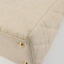 Christian Dior Lady Dior Canage Hand Bag Lamb Skin 2way White Gold Auth ep15557A-17