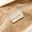 Christian Dior Lady Dior Canage Hand Bag Lamb Skin 2way White Gold Auth ep15557A-21