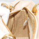Christian Dior Lady Dior Canage Hand Bag Lamb Skin 2way White Gold Auth ep15557A-23