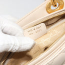 Christian Dior Lady Dior Canage Hand Bag Lamb Skin 2way White Gold Auth ep15557A-12