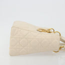 Christian Dior Lady Dior Canage Hand Bag Lamb Skin 2way White Gold Auth ep15557A-3