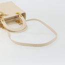 Christian Dior Lady Dior Canage Hand Bag Lamb Skin 2way White Gold Auth ep15557A-8