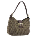 FENDI Zucchino Canvas Hand Bag Beige Gold Auth ep15560-1