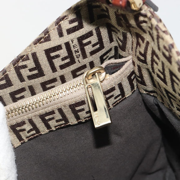 FENDI Zucchino Canvas Hand Bag Beige Gold Auth ep15560