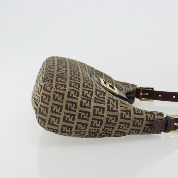 FENDI Zucchino Canvas Hand Bag Beige Gold Auth ep15560