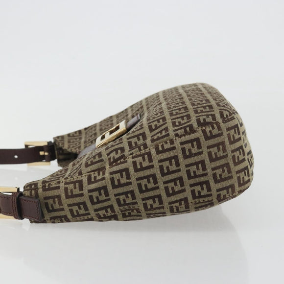 FENDI Zucchino Canvas Hand Bag Beige Gold Auth ep15560