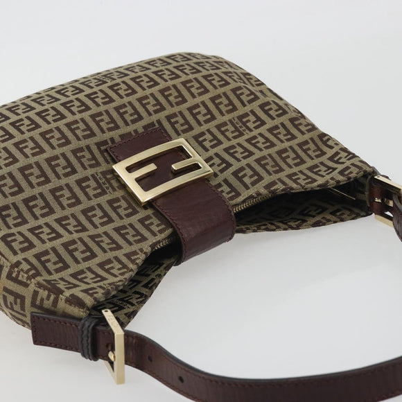 FENDI Zucchino Canvas Hand Bag Beige Gold Auth ep15560