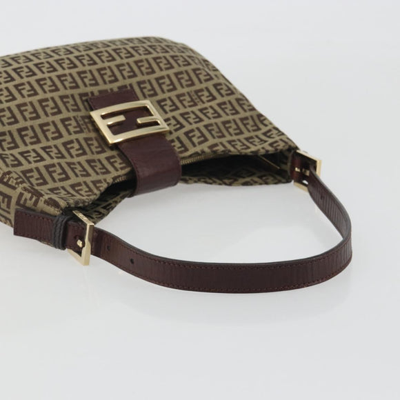 FENDI Zucchino Canvas Hand Bag Beige Gold Auth ep15560