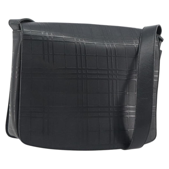 BURBERRY Shoulder Bag Leather Silver Black Auth ep15563
