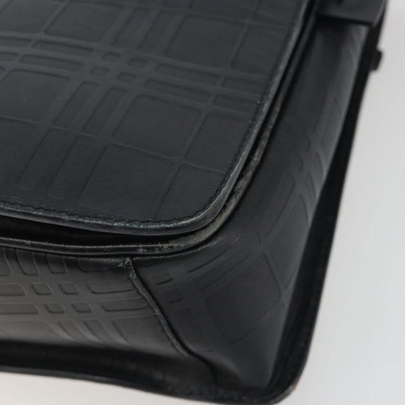 BURBERRY Shoulder Bag Leather Silver Black Auth ep15563