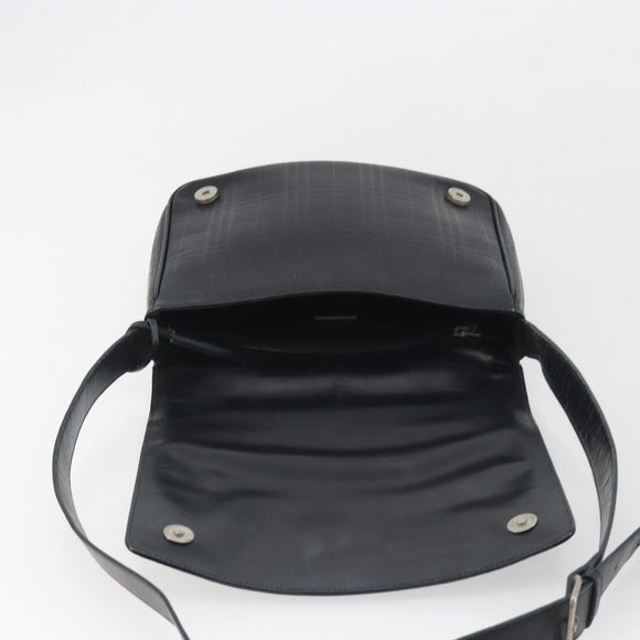 BURBERRY Shoulder Bag Leather Silver Black Auth ep15563