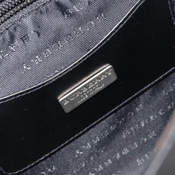 BURBERRY Shoulder Bag Leather Silver Black Auth ep15563
